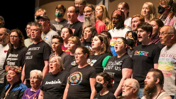 large chorus singing